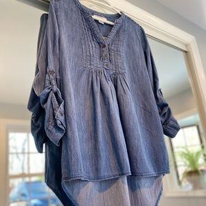 Motherhood Maternity Soft Denim Blouse Top - image 1